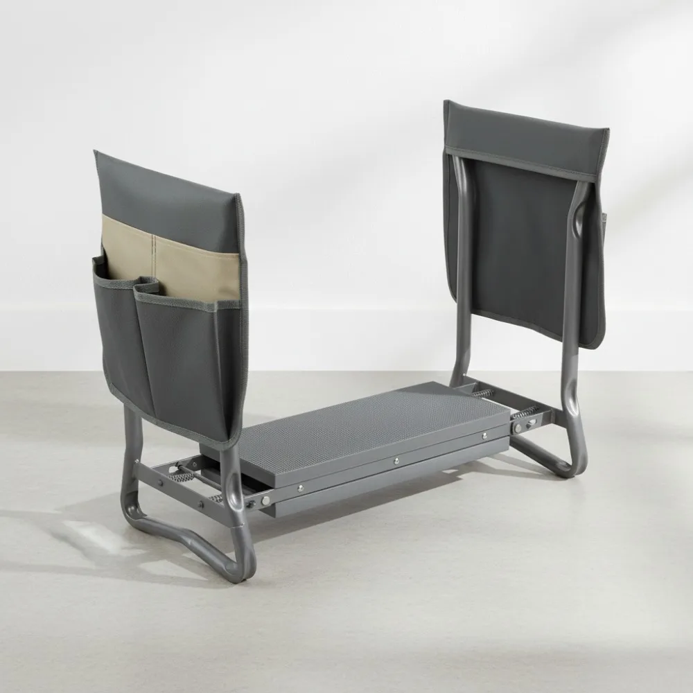 

Multifunctional Garden Kneeler Seat with Tool Pouches - Foldable Stool for Gardening, Seniors, Parents - Gray