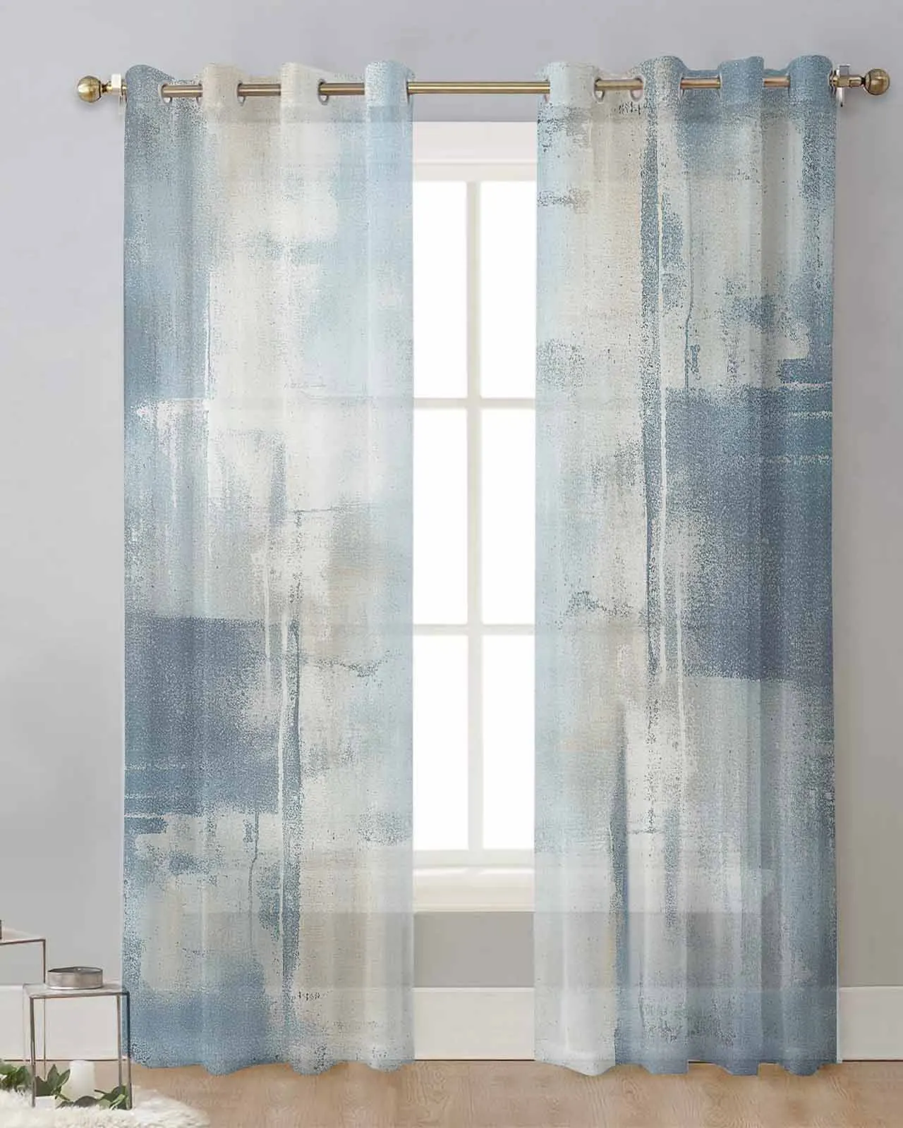 

Texture Gradient Abstract Minimalism Sheer Curtains for Living Room Printed Tulle Window Curtain Luxury Home Decor Drapes