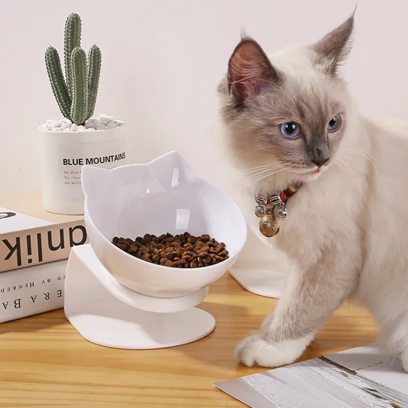 Single Double Cat Bowls With Raised Stand Non-slip Bowls Pet