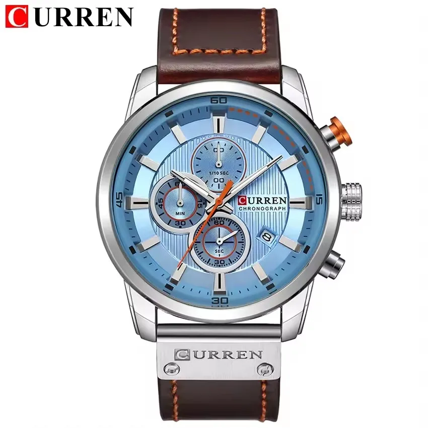 Relojes de cuarzo con fecha a la moda para hombre, reloj masculino con cronógrafo, reloj de pulsera deportivo para hombre, reloj de cuarzo con calendario, reloj redondo de negocios genuino