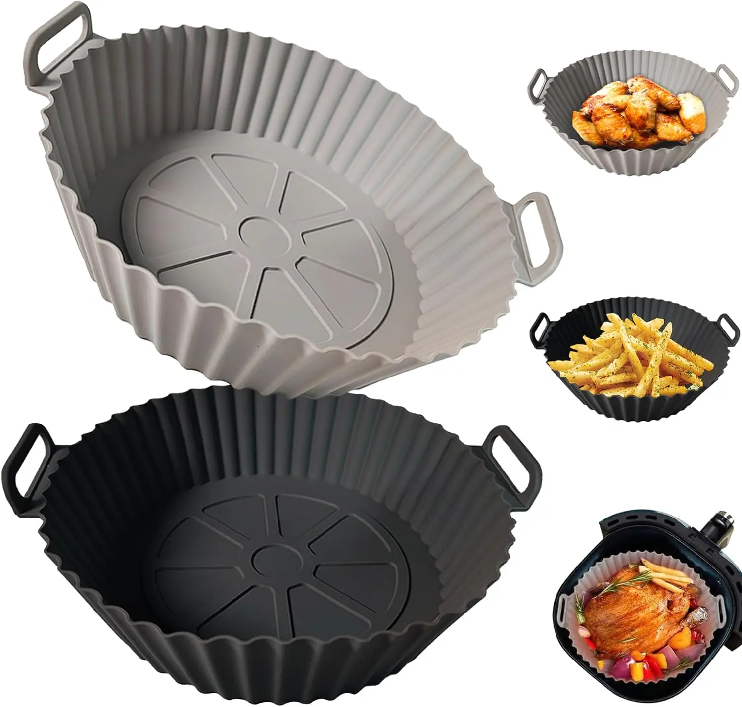 Air Fryer Silicone Liners Silicone Air Fryer Liners Reusable for 3-5 QT Air Fryer Oven Microwave Accessories