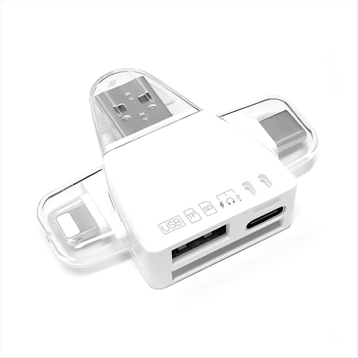 【COUPON!】7 in 1 Card Reader Multi-Function Universal Phone Computer Adapter SD Card Reader TF U Disk Type-C Adapter White