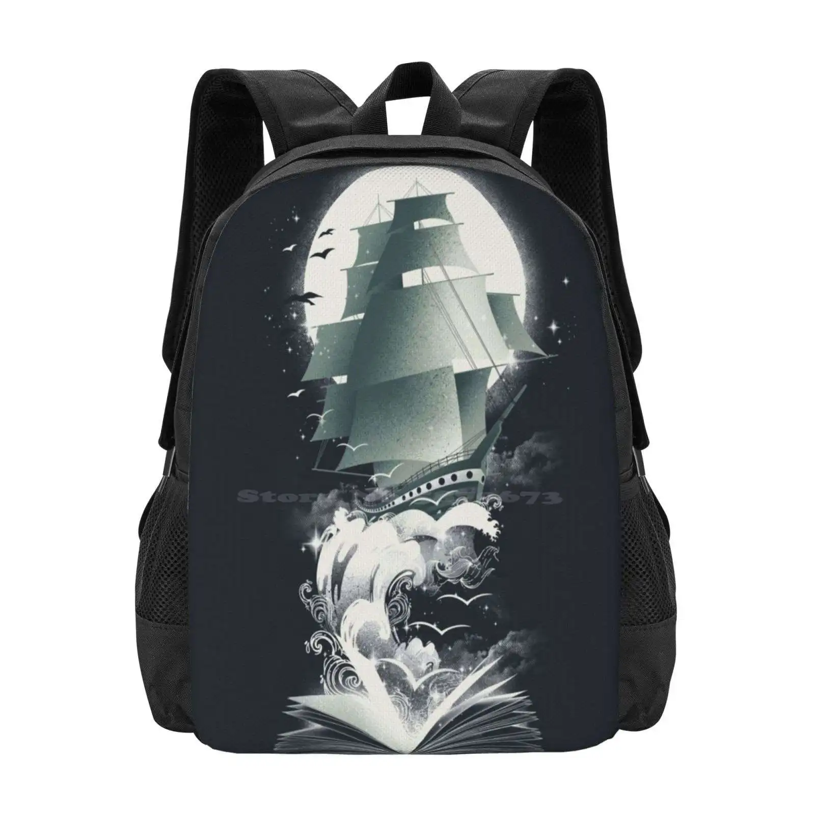 Book Of Adventures Pattern Design Laptop Travel School Bags Adventures Books Bookworm Travel Ocean Sailing Boat Ship Pirates