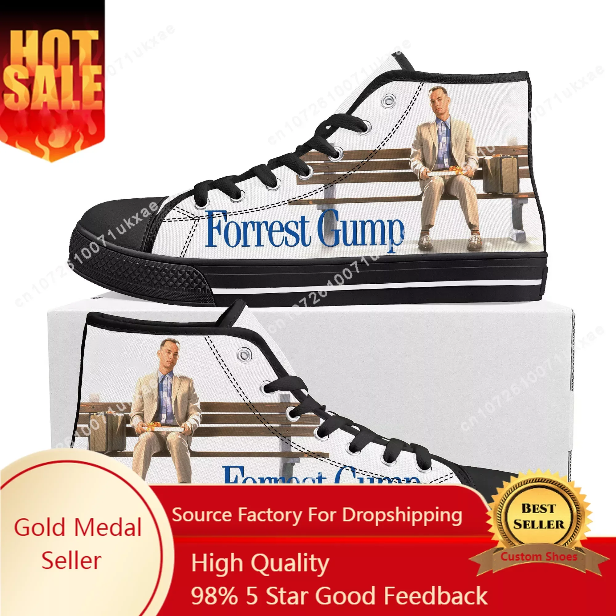 

Forrest Gump Movie Tom Hanks High Top Sneakers Mens Womens Teenager Canvas Sneaker Casual Custom Made Shoes Customize DIY Shoe