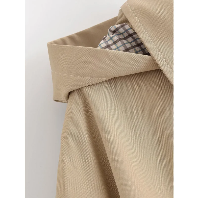 2026 Neue Damen Khaki Kapuzenjacke Langarm Reißverschluss Oversized Locker Lässige Oberbekleidung Damenmantel Langarm Reißverschluss-Design – Detail 6