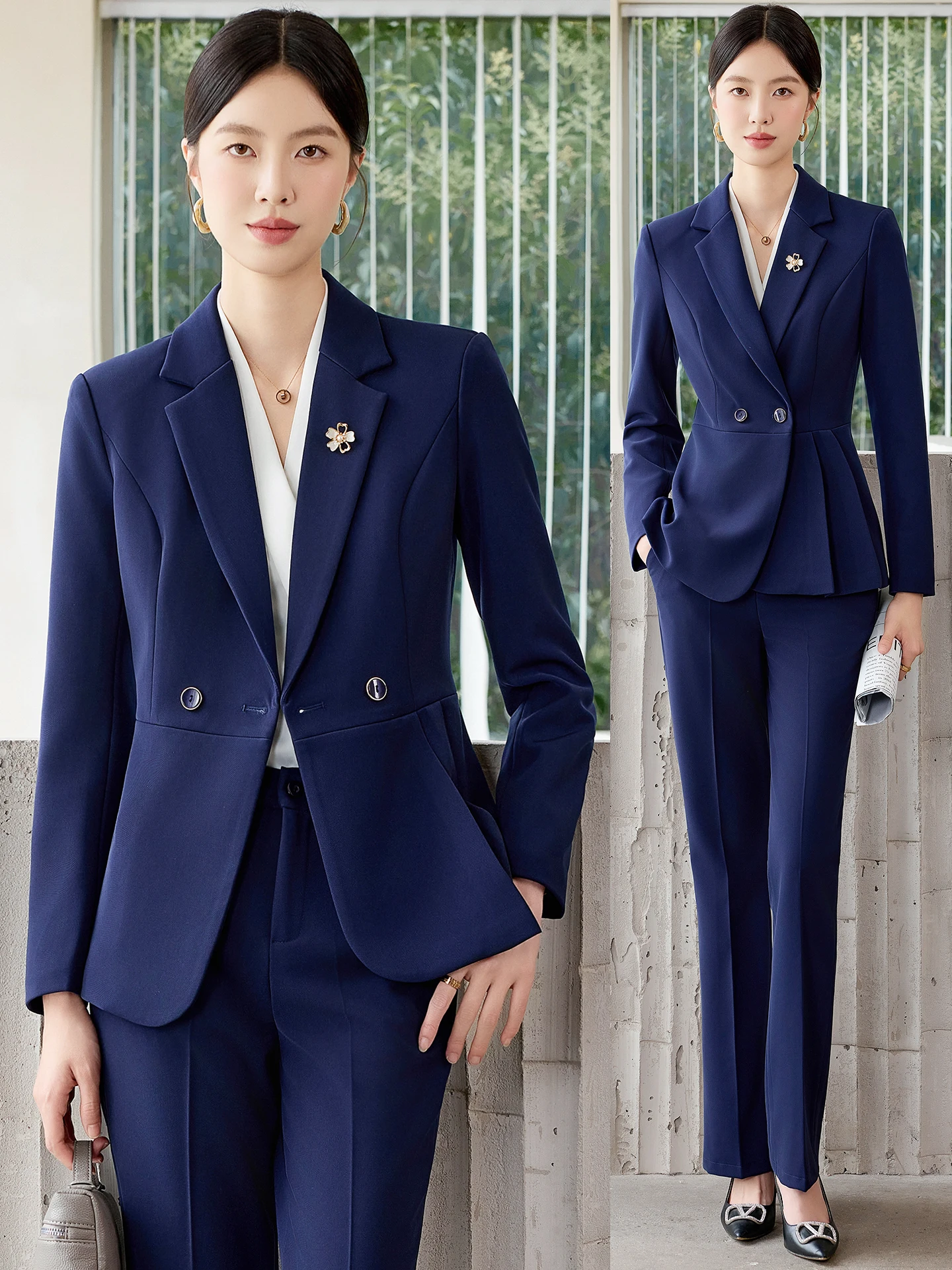 

Olive Green Suit Set Women's Professional Workwear Hotel Front Desk Reception Uniform Jewelry Store Staff Uniform Commute Style