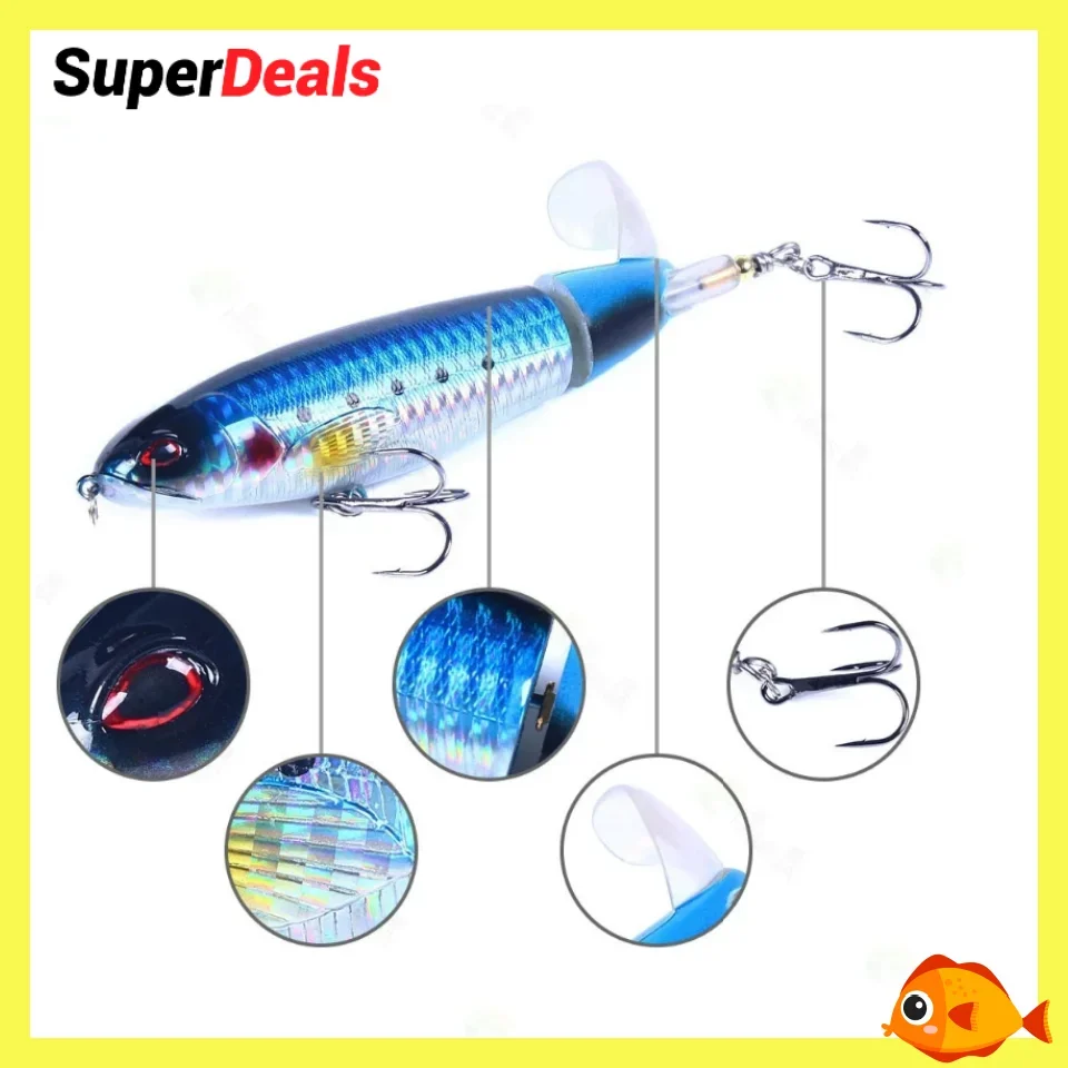 1Pcs 11cm/13g Fishing Lure Artificial Hard Bait Whopper Popper Plopper Soft Rotating Tail Fishing Tackle Fishing Bait Topwater