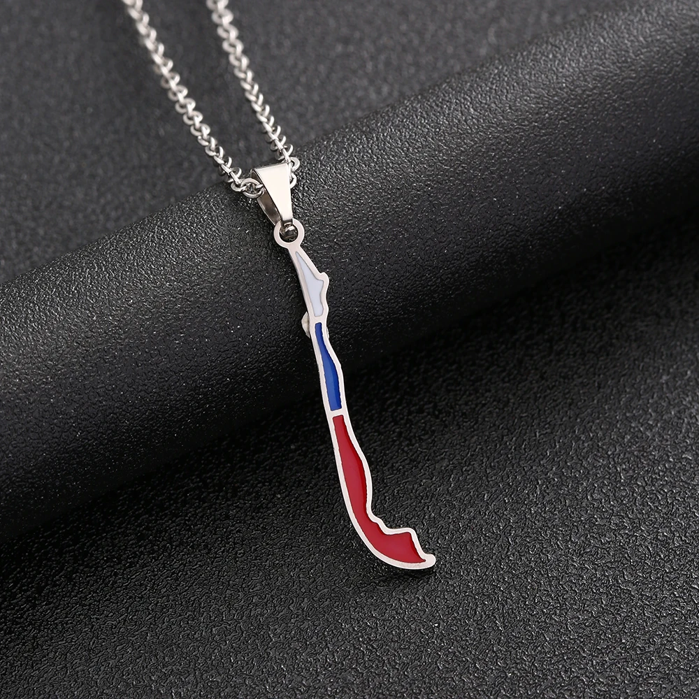 Fashion Chile Map Flag Pendant Necklace Stainless Steel Gold/Silver Color Charm Men Women Country Maps Jewelry Chilean Gift