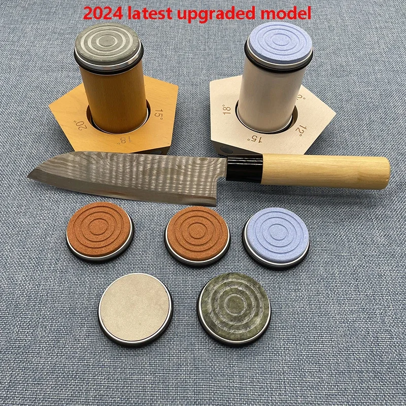 2024 New Upgraded Roller Knife Sharpener Magnetic Holder Diamond Whetstone Disc 5 Angle Grinding Convenient Kitchen Tool Hot