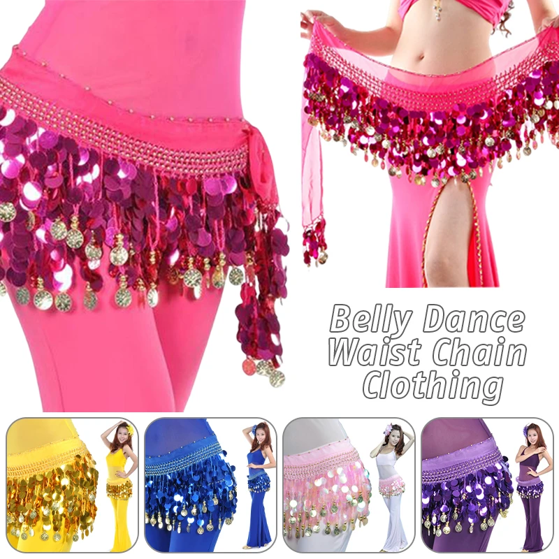 

Women Sexy Belly Dance Hip Wrap Belt Skirt Belly Dance Waist Chain Hip Scarf Sequins Tassels Skirt Belly Dancing Show Costumes