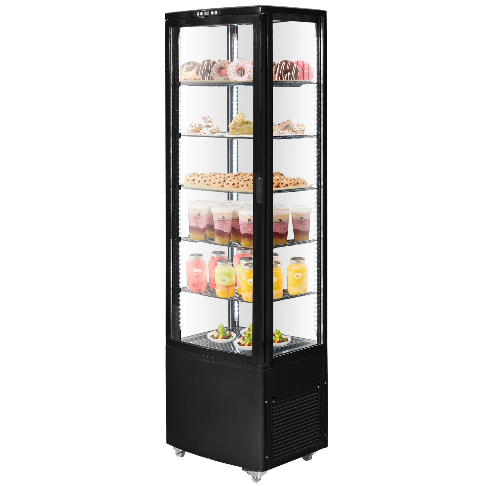 VEVOR Refrigerated Display Case, 278L Large Pastry Display Case, 5-Tier Commercial Display Refrigerator, Frost-Free Air-Cooling