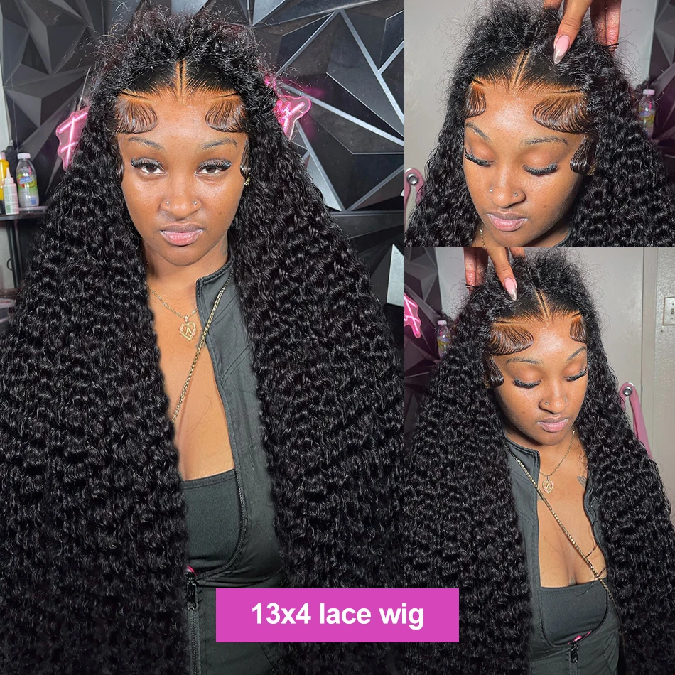 Curly 13x4 HD Lace Frontal Human Hair Wigs Brazilian 30 Inch Deep Wave 13x6 Transparent Lace Front Wig 5x5 Closure Wig 220%