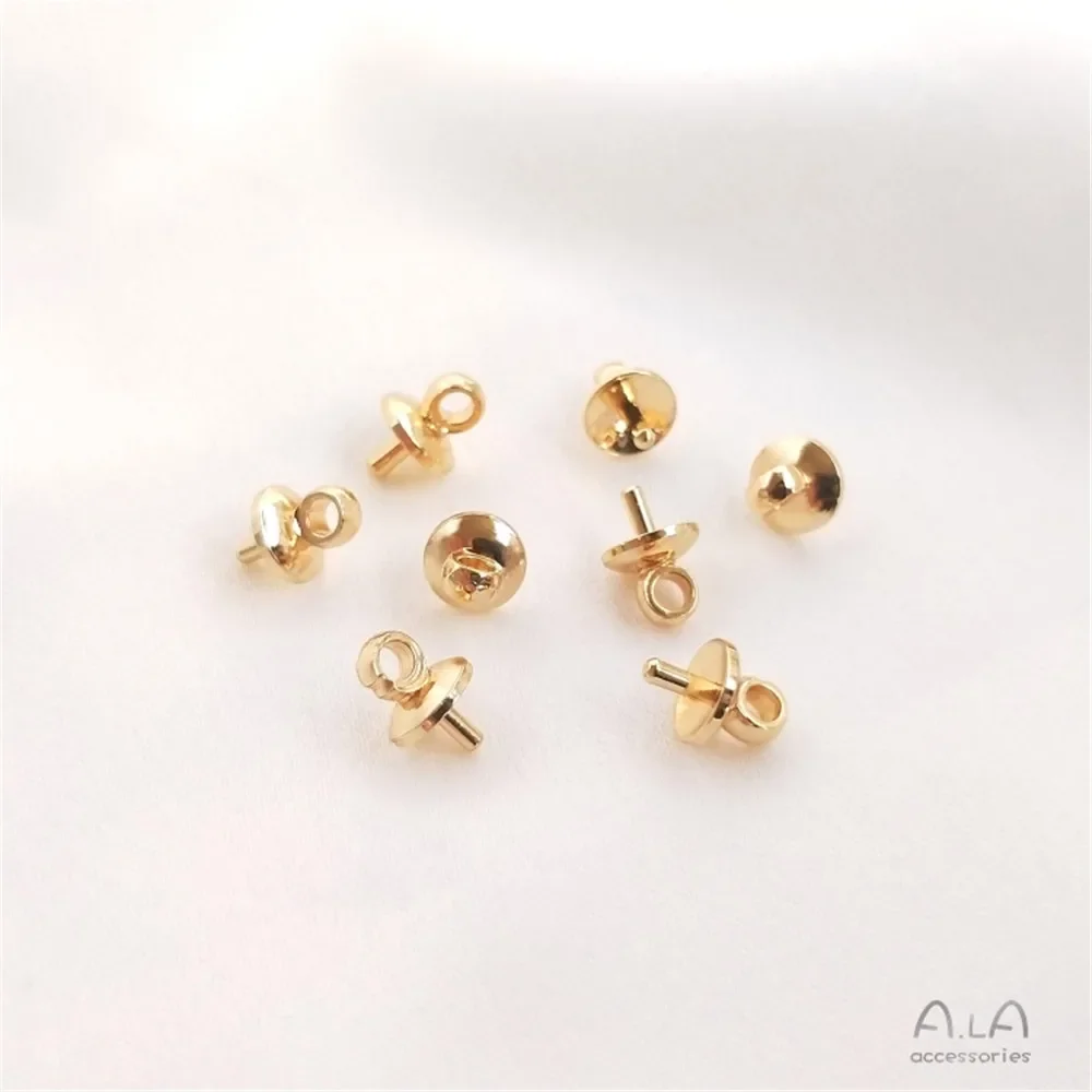 14 К позолоченные бусины с полуотверстием, подставка для овечьего глаза, винтовая крышка, серьга, ожерелье на ключицы, жемчужный кулон, аксессуары «сделай сам»