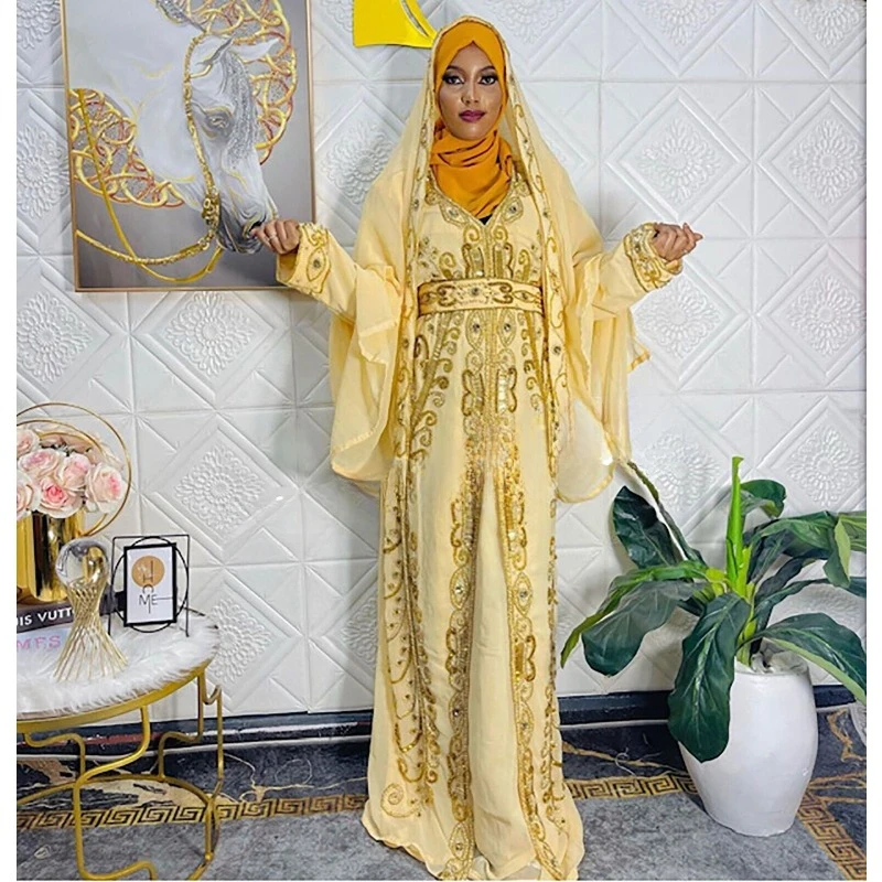 

Yellow Sale Moroccan Dubai Caftans Farasha Abaya Wedding Costume Long Dress