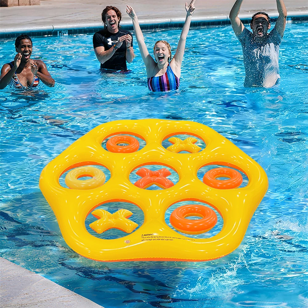 Inflatable Hexagon Throwing Toys Set for Pool Beach Party - Interactive Water-Based Game for Multiple Players PVC Material