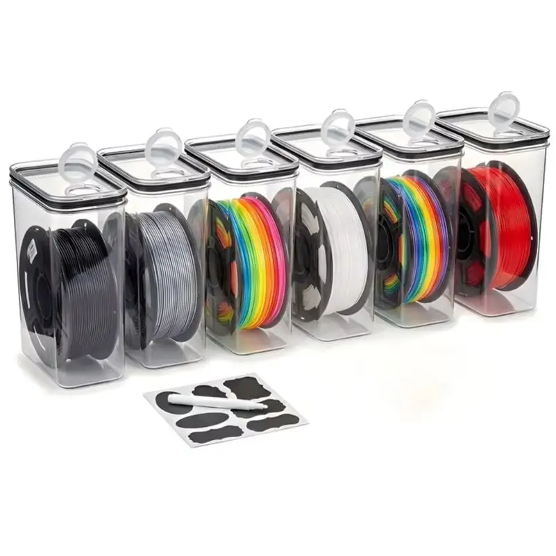 Food Storage Containers 4-Pack 4L Airtight with Lids – Filament Box for 3D Printer Filament Spools, BPA-Free Storage Boxes with