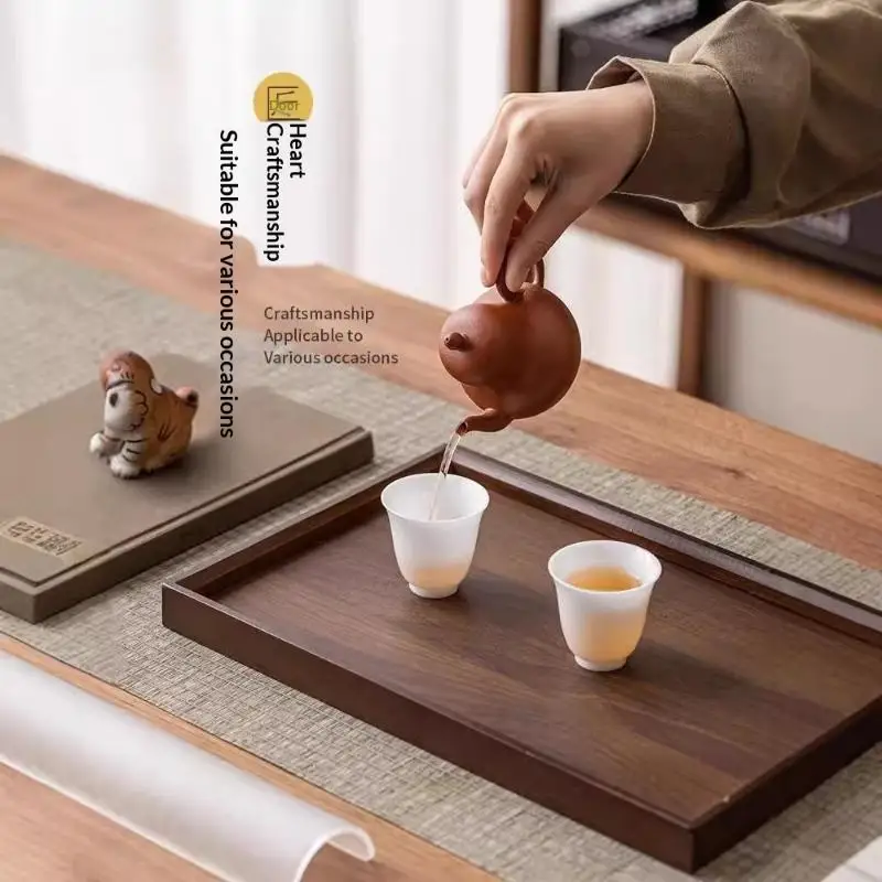 Rectangular Bamboo Wooden Decorate Tray Walnut Color Serving Tray Display Plate Kitchen Stable Retro Dessert Tray