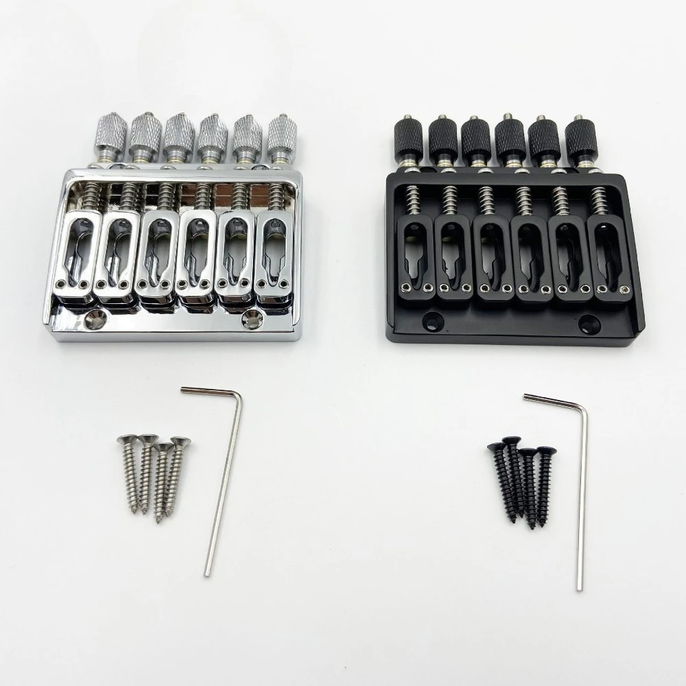 Zinc Alloy Fixed Bridge for 6-String Headless Guitar, Tailpiece Bridge System with String Ferrules