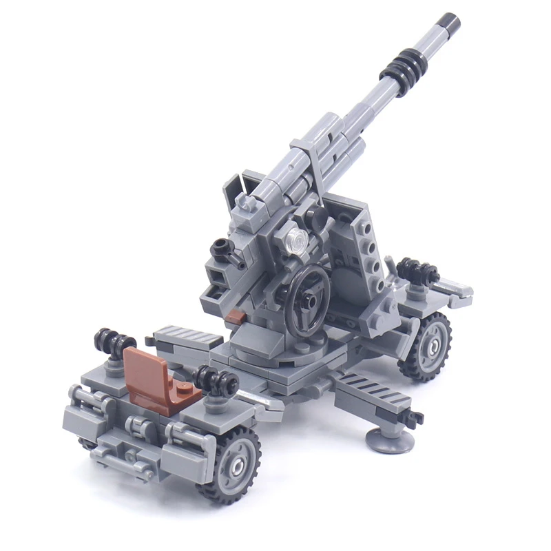 MOC 88mm Anti-Aircraft Gun Tank  War Military City Vehicle Car Building Blocks Classic Model Bricks Kits Sets Ideas