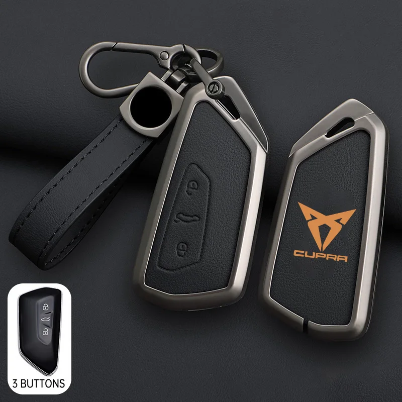 Per Seat Cupra Raval Born Leon Formentor Ateca Custodia per chiave per auto in pelle in lega di zinco Custodia protettiva per chiave Accessori per auto