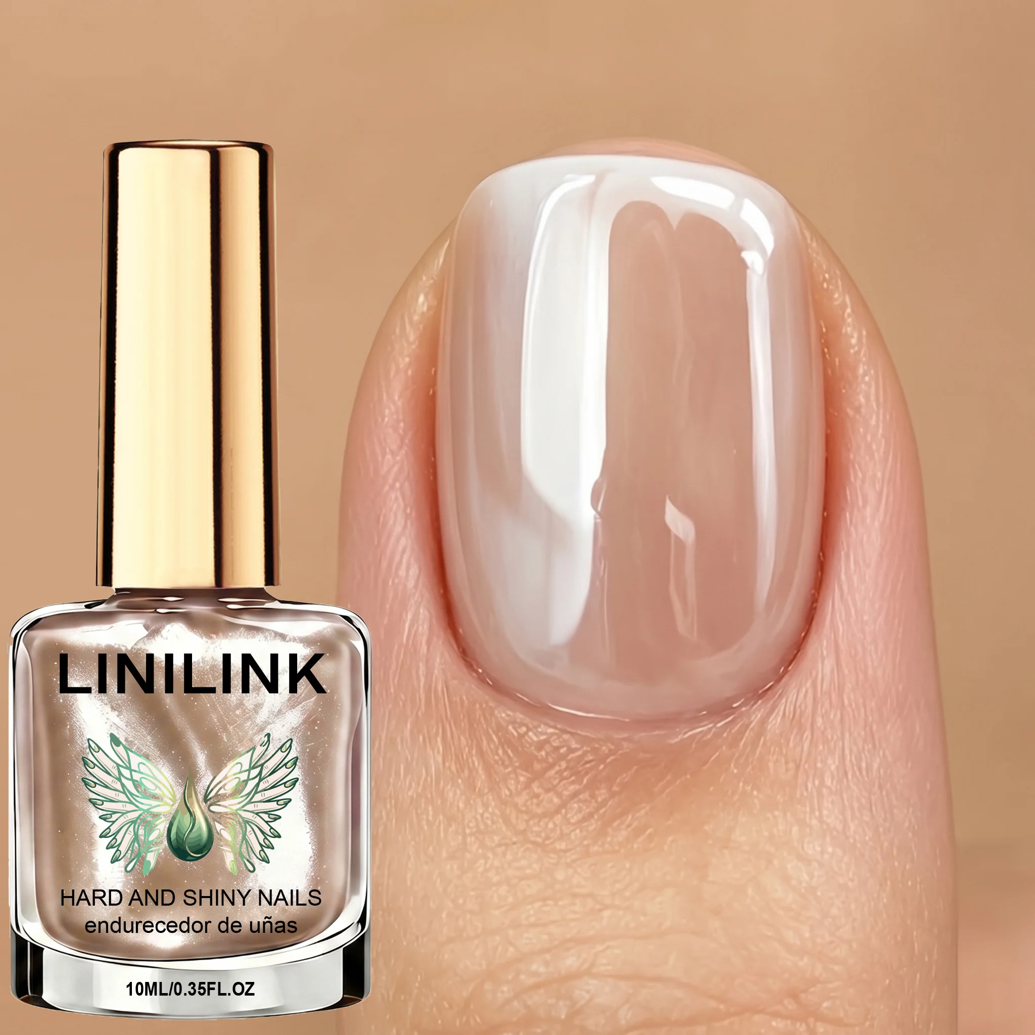 Nude Mirror Nail Strengthener, Natural Quick-Dry Formula, Mirror-Like Reflection, High Gloss, for Weak Nails, Multi-Use