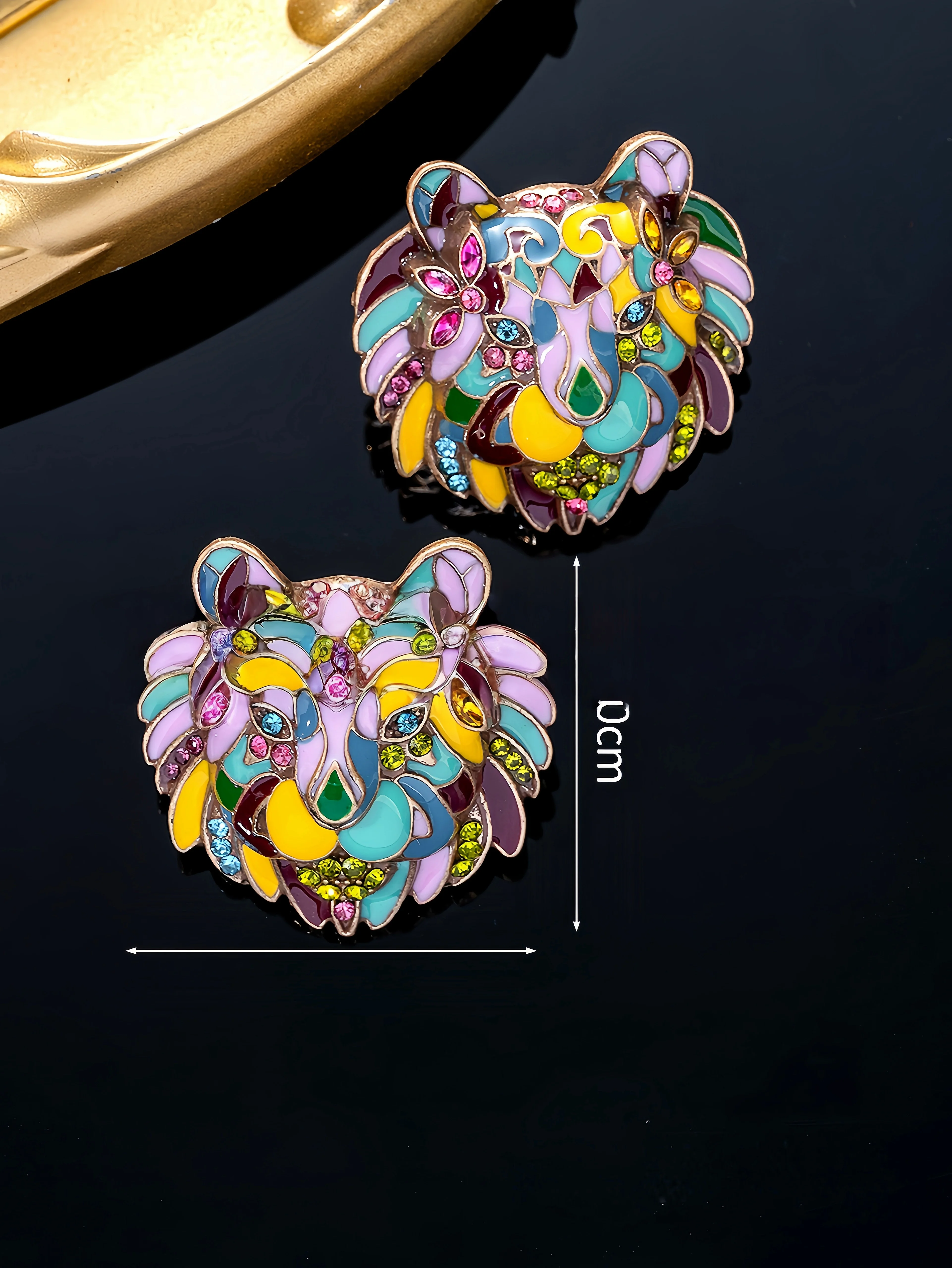 

Европейские и американские серьги-гвоздики в стиле ретро с эмалью в виде головы льва