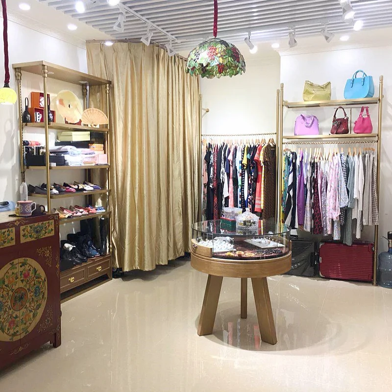 custom.Customize Display Clothing Racks Garment Shelves Women Luxury Stainless Steel Clothing Display Racks Boutique Sh