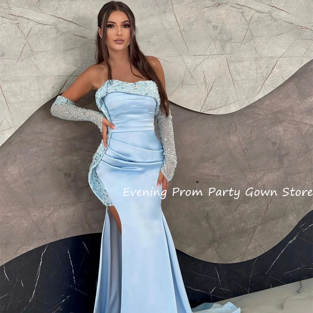 

Saudi Arabia Mermaid Tight Waist Evening Dresses Satin Party Gowns vestidos de fiestas elegantes mujer فساتين للمناسبات الرسمية