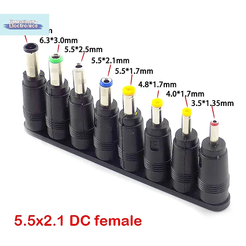 【8pcs Universal Laptop DC Power Supply Adapter Connector Plug AC DC Jack Charger Connectors Power Adapter Conversion Plug】