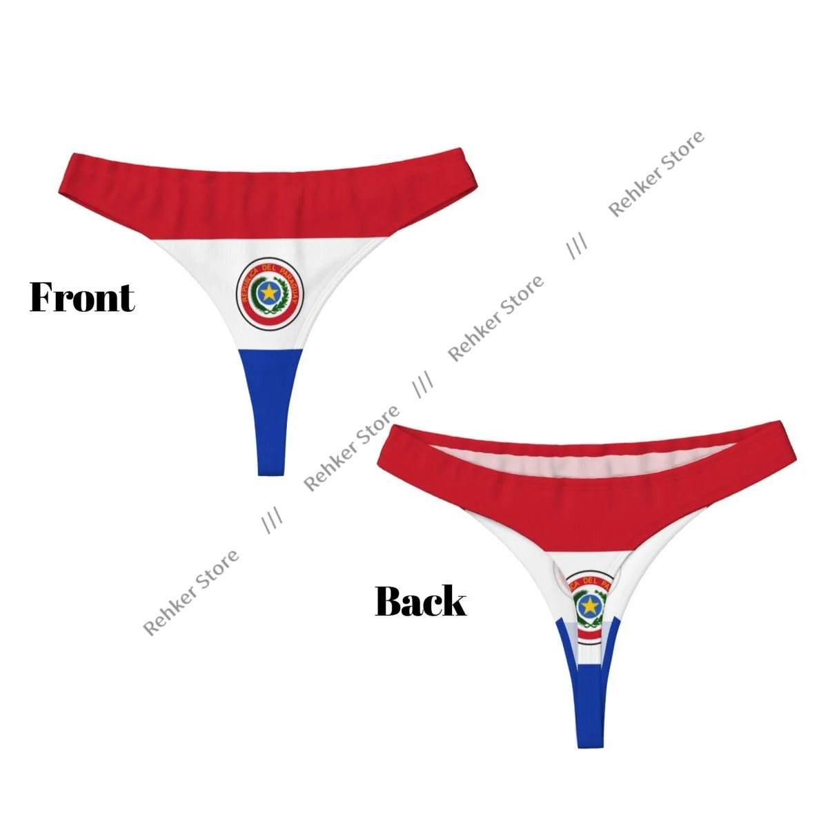 Thongs For Women V Waist G-String Panties Flag Of Paraguay Underwear Breathable Underpants