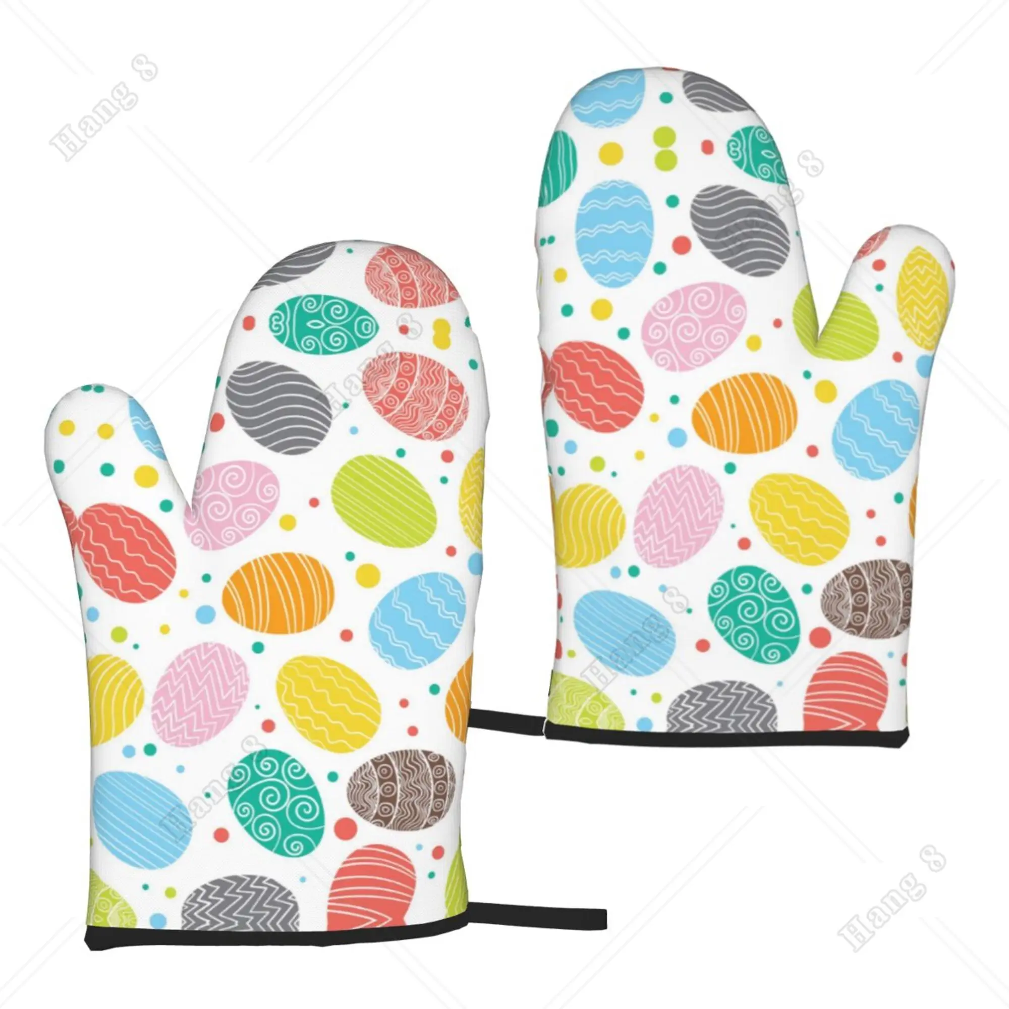 

Eggs Easter Colorful Dots Microwave Gloves Oven Mitts 2pc for Women Bbq Items Cooking Grilling Baking One Size Heat Resistant