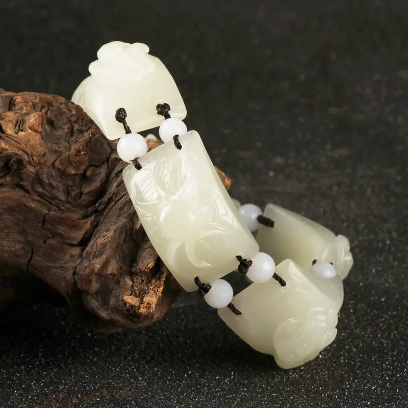 

Hetian Jade Bracelet Hetian Jade Greenish White Jade Браслет Мужской модный браслет