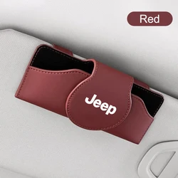 Custodia per occhiali da auto in pelle custodia per occhiali da sole Clip per Jeep Renegade Wrangler JL JK Gladiator Grand Cherokee Compass accessorio