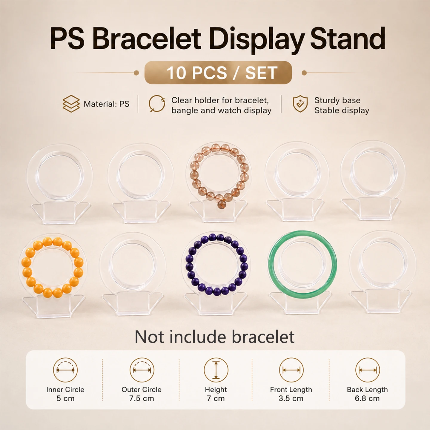 10 PCS clear crystal jewelry display stand clear crystal bracelet display holder for women Display Stand for Styling And Storage