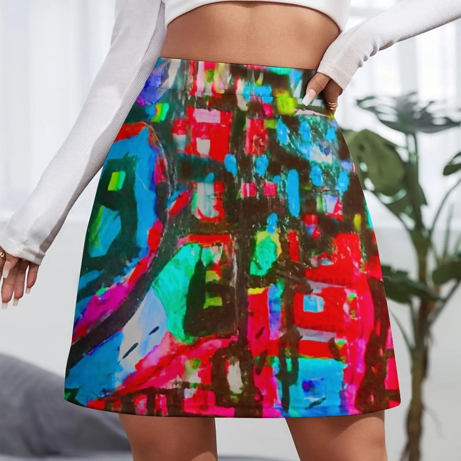 Stain Glass Abstract Mini Skirt summer dress for women 2023 extreme mini dress