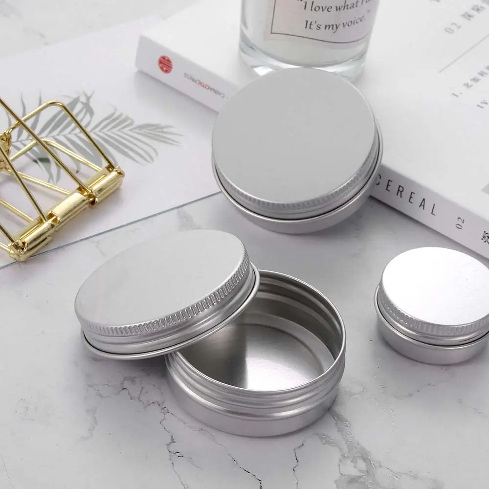 

Cream Jar Tin Cosmetic Lip Balm Containers Nail Derocation Crafts Pot Refillable Bottle Screw Thread Empty Aluminum