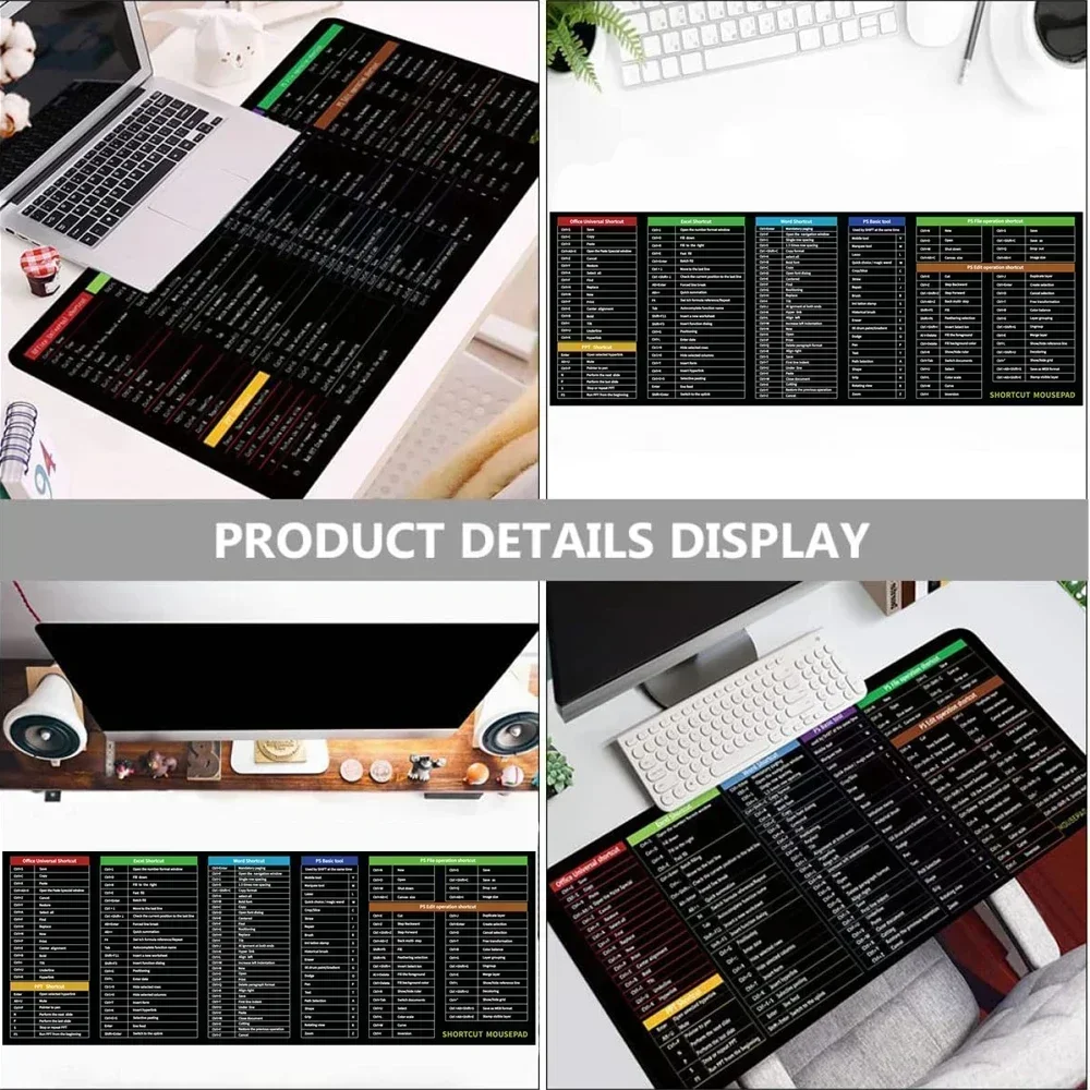 Alfombrillas De Ratón Y Teclado Asequibles Alfombrilla De Escritorio Grande Con Teclas De Acceso Directo Alfombrilla De Oficina