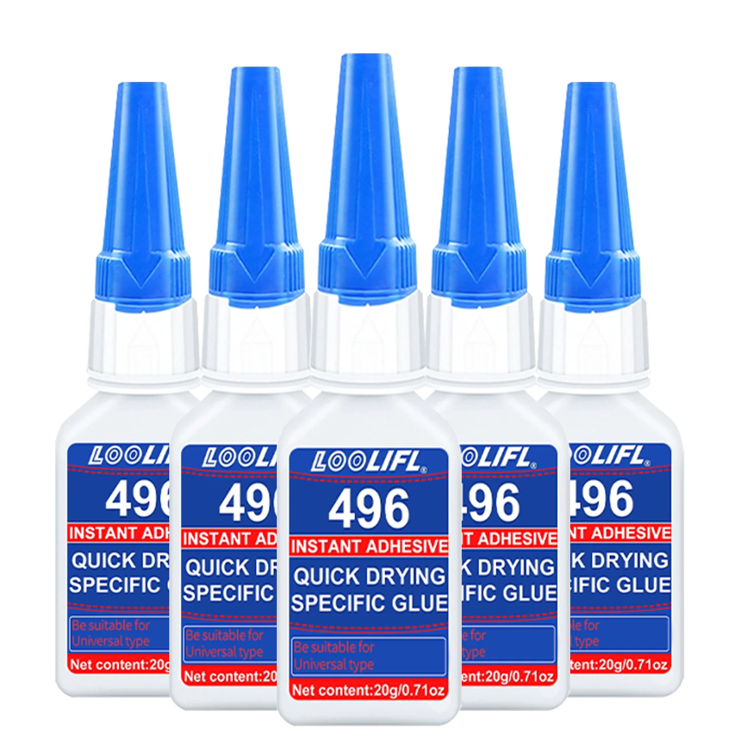 LOOLIFL496 Sekundenkleber, 20 g, sofortiger Klebstoff, schnell trocknend, universeller starker Kleber für Kunststoff, Gummi, Metall, Holz, Bastelarbeiten, Reparatur, 1–5 Stück