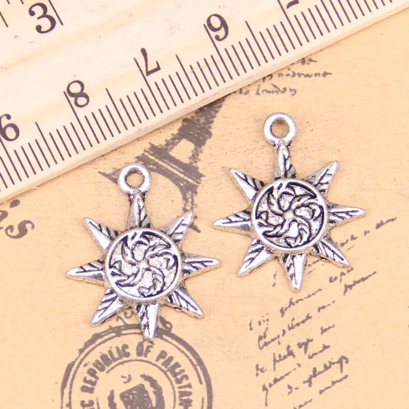 62pcs Jewelry Charms sun 23x18mm Antique Silver Plated Pendants Making DIY Handmade Tibetan Silver Jewelry