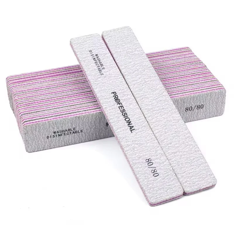 전문가용 직사각형 네일 파일 80/80 제브라 그레이 사각 네일 파일 네일 케어 버퍼 도구