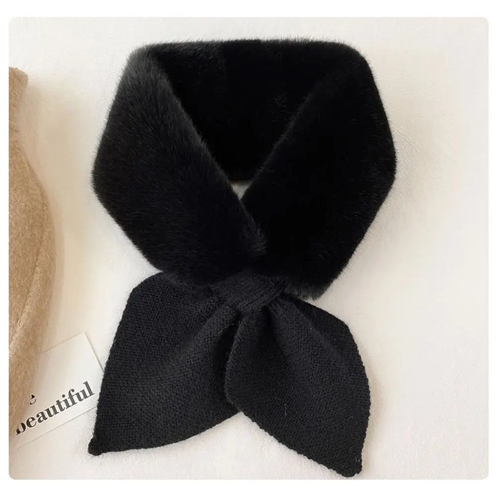 

Korean Autumn Winter Faux Fur Rabbit Windproof Warm Thicken Knitted Wool Scarf Neck Guard Scarves