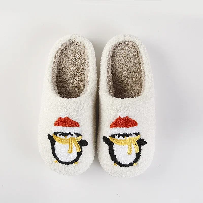 

New Christmas Penguin Warm Slippers New Year Christmas Winter Couple Cotton Slippers Thickened Soft Sole Anti Slip Slippers