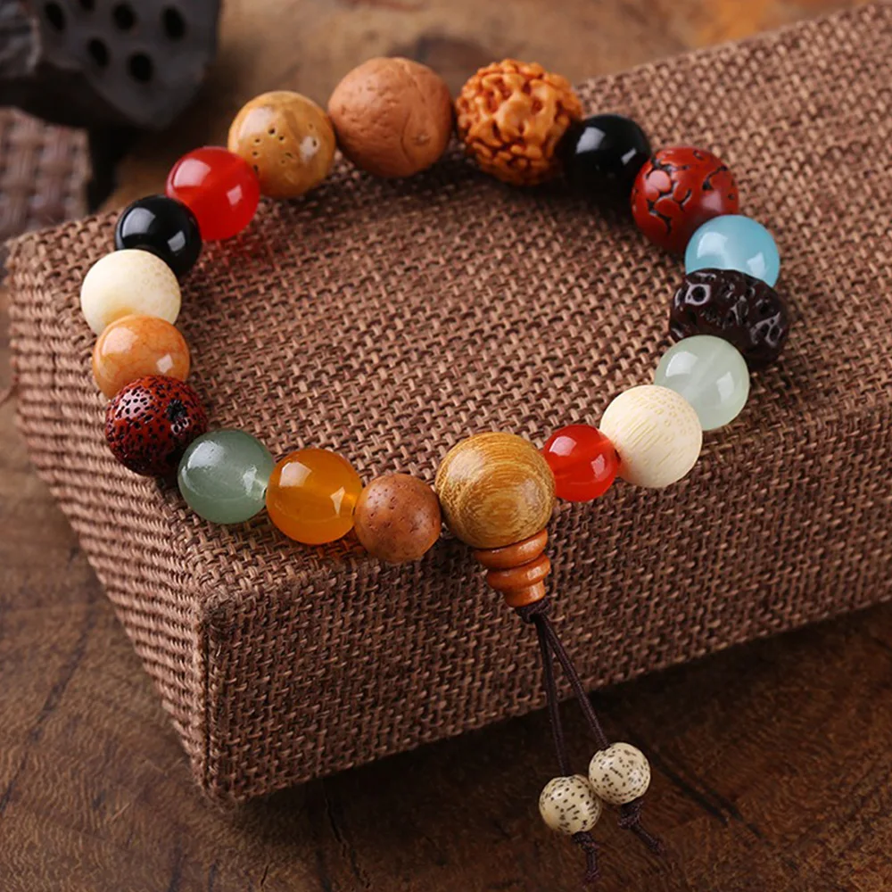 18 بودي البذور سوار النمط الصيني البوذية الصلاة مطرز محظوظ نقل الأزياء والمجوهرات زوجين هدية