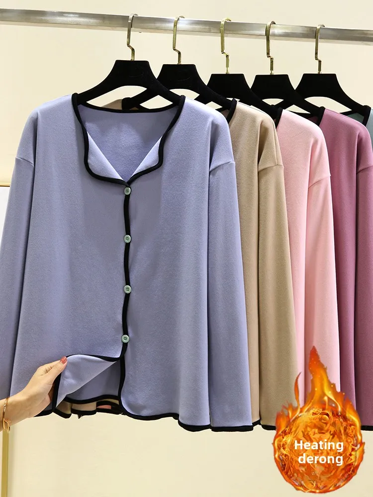 

Утепленное длинное пальто из вельбоа с пуговицами, повседневная зимняя верхняя одежда для женщин, с теплым воротником, на флисовой подкладке, оверсайз, для автомобиля...