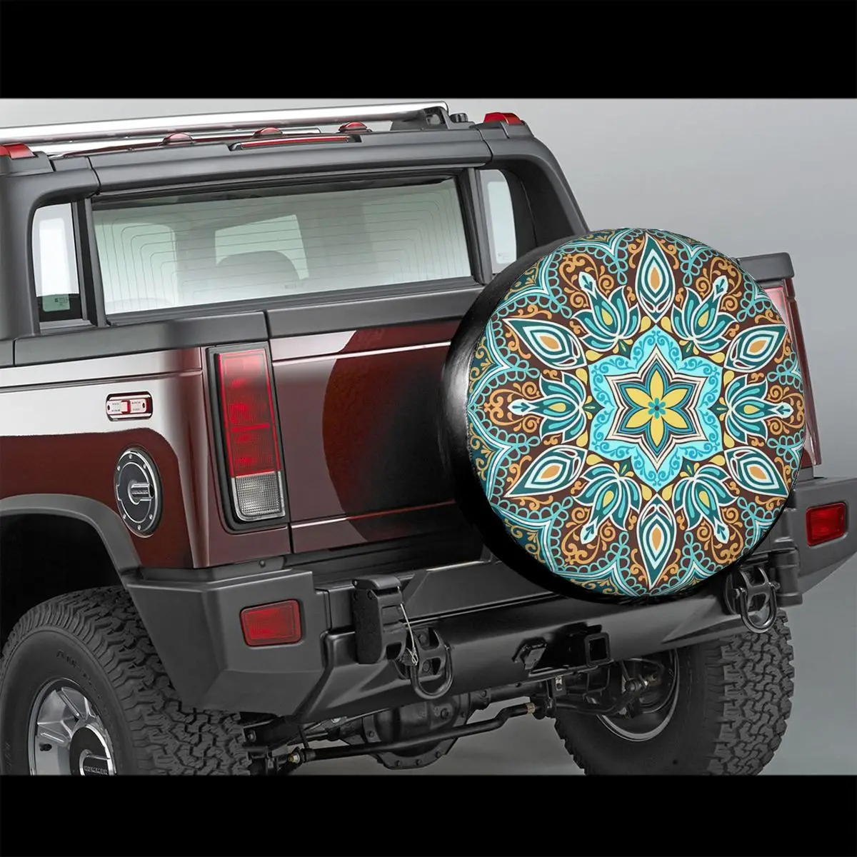 Boho Bohemian Mandala Turquoise Spare Tire Cover for Jeep Mitsubishi Pajero Floral Car Wheel Protectors 14