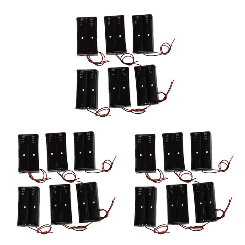 Sarung kotak penyimpan baterai, 18 buah plastik hitam 2x3, 7V jenis 18650