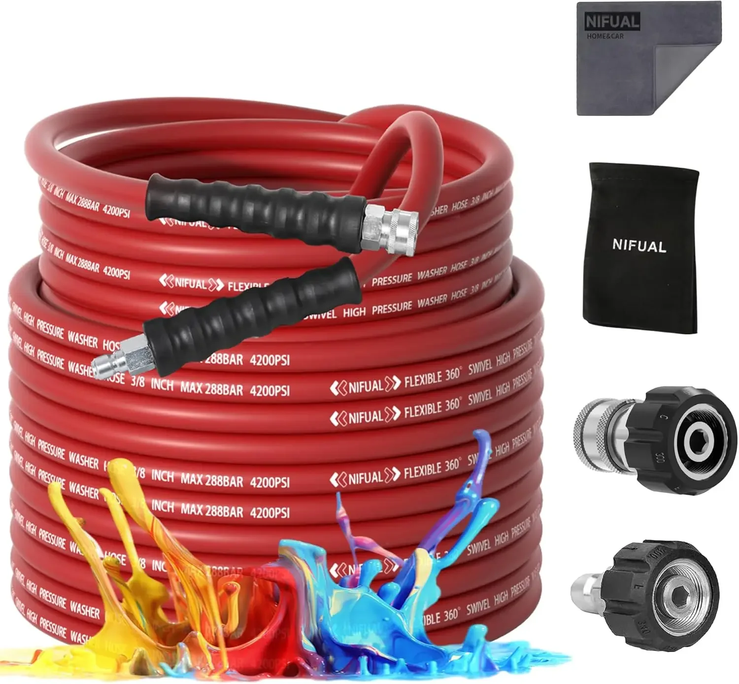 Wear Resistant Pressure Washer Hose 150 FT,Kink Resistant Power Washer Replacement Hose Steel Wire Braided for Hot and Cold Wate