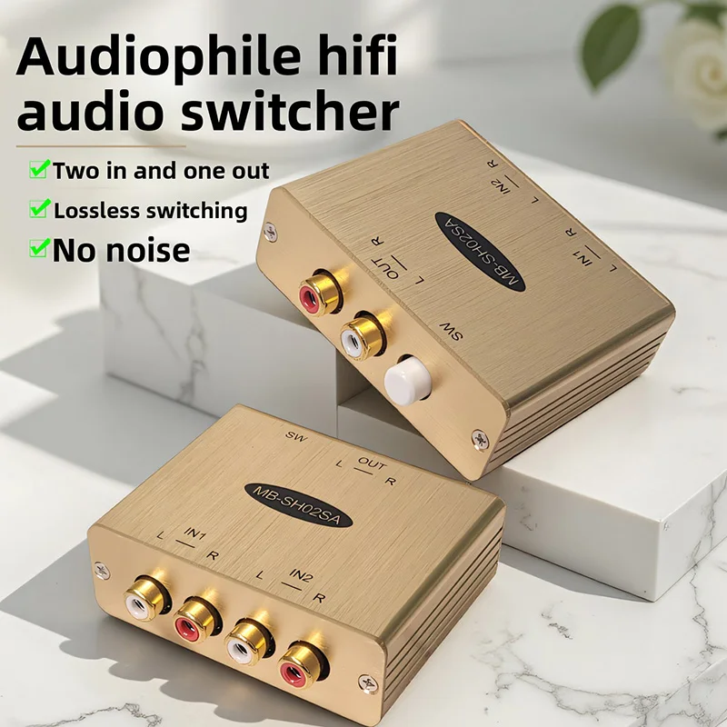 BREEZE 2026rca audio switcher 2 in one out audio two in one out lossless conversion hifi audio 2 in 1 out noise reduction