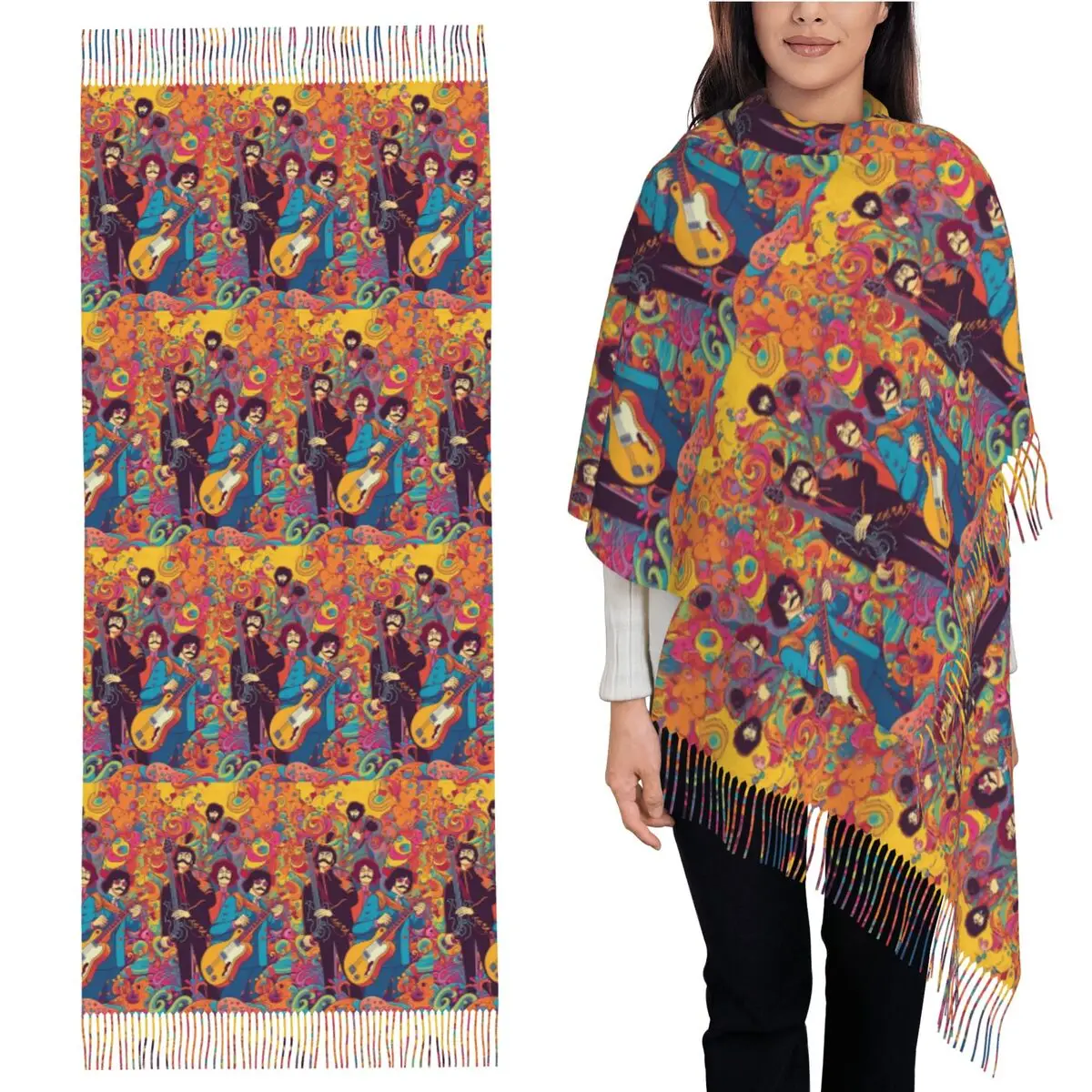 

Beatle подводная лодка шарф с кисточками женские мягкие теплые шали и накидки длинная осенне-зимняя шаль