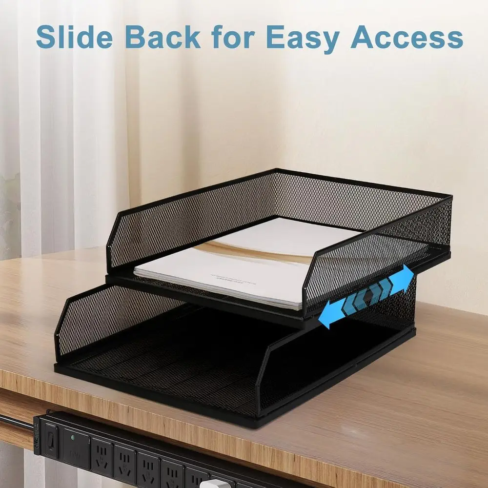 منظم صينية ورق قابل للتكديس للمكتب، صينية رسائل سلكية شبكية معدنية، منظم ملفات مكتب، منظمات ورق للوازم المكتبية،